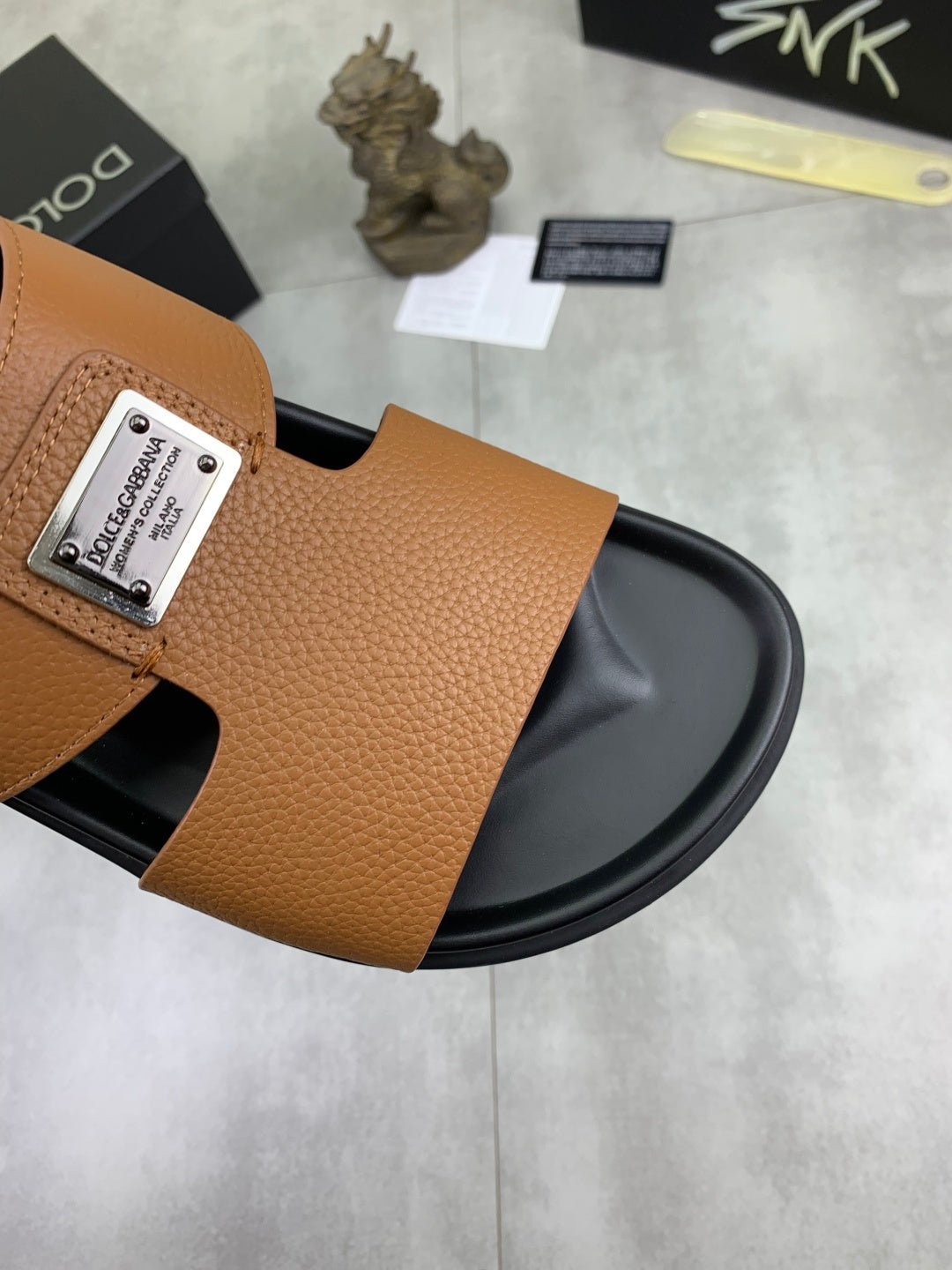 Dolce & Gabbana DG Men's Handcrafted Calfskin Slides Multi-Color