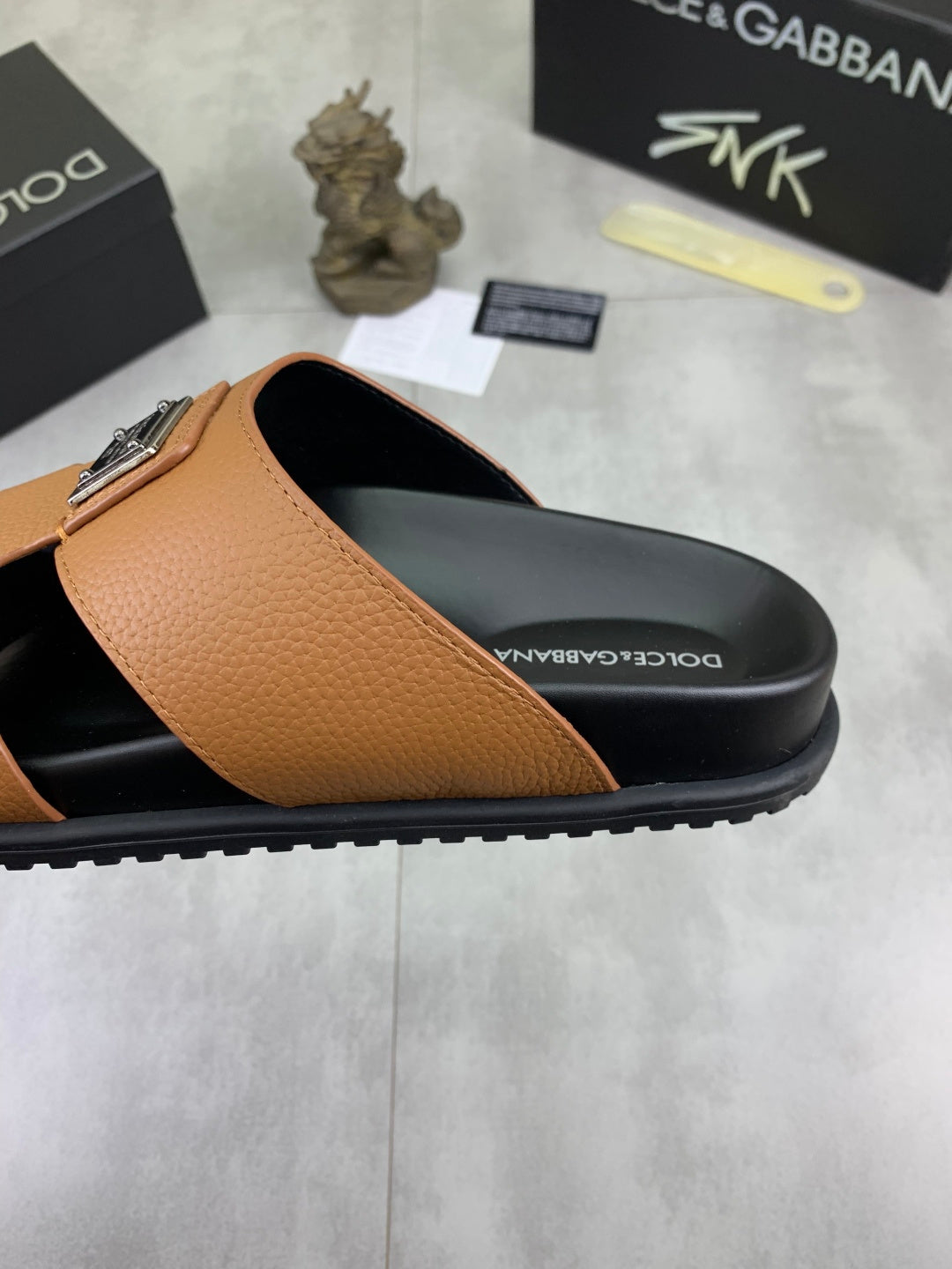 Dolce & Gabbana DG Men's Handcrafted Calfskin Slides Multi-Color