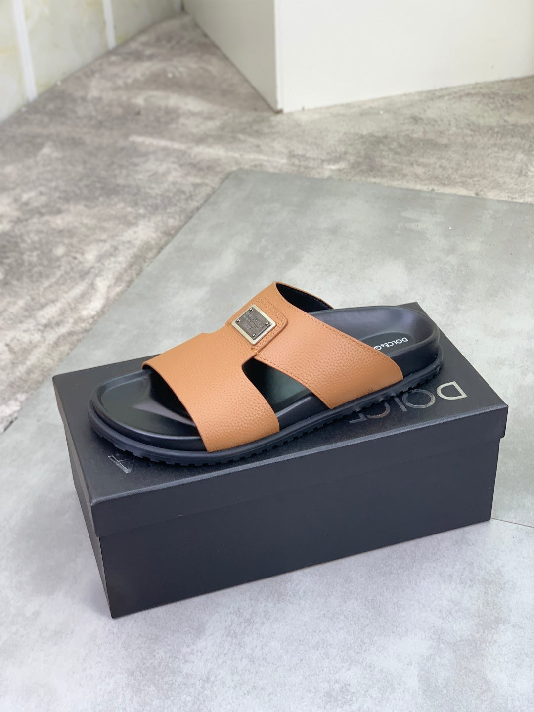 Dolce & Gabbana DG Men's Handcrafted Calfskin Slides Multi-Color