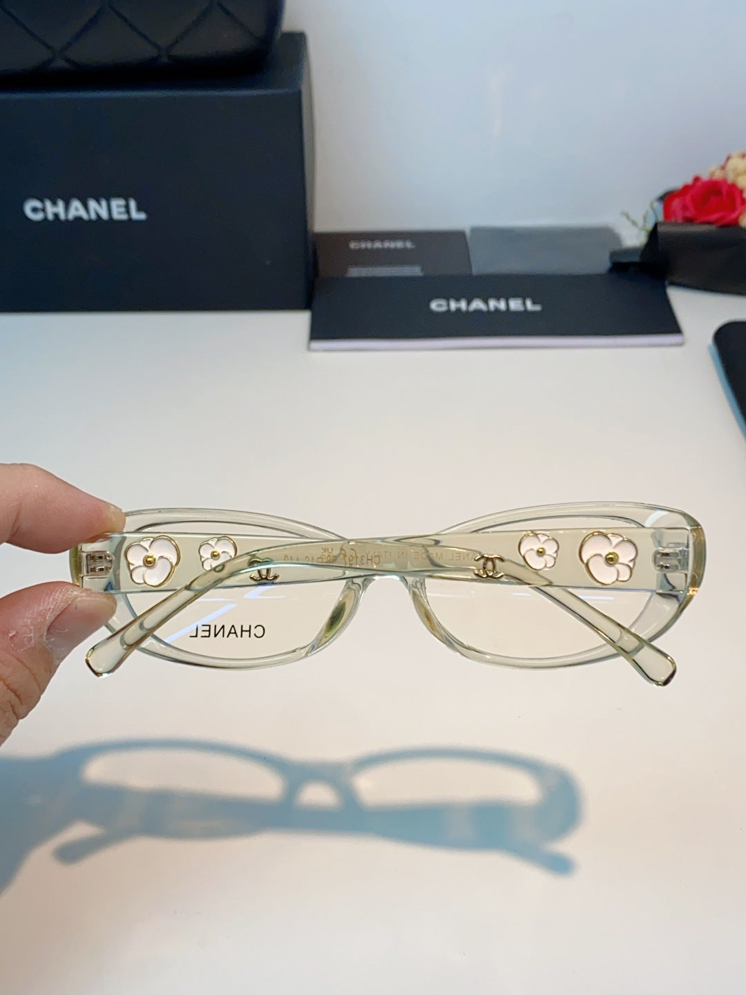 yellow enamel floral Glasses Frame for women - alternate angle view 6