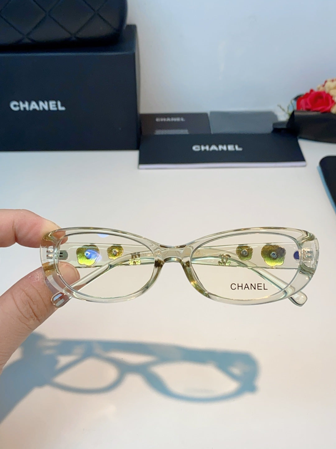 yellow enamel floral Glasses Frame for women - alternate angle view 5