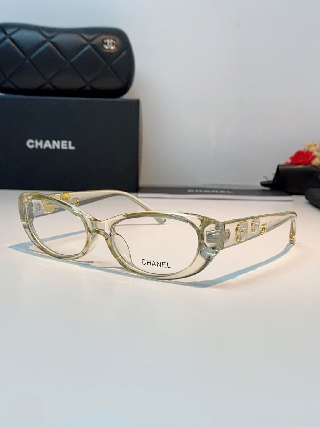 yellow enamel floral Glasses Frame for women - alternate angle view 2