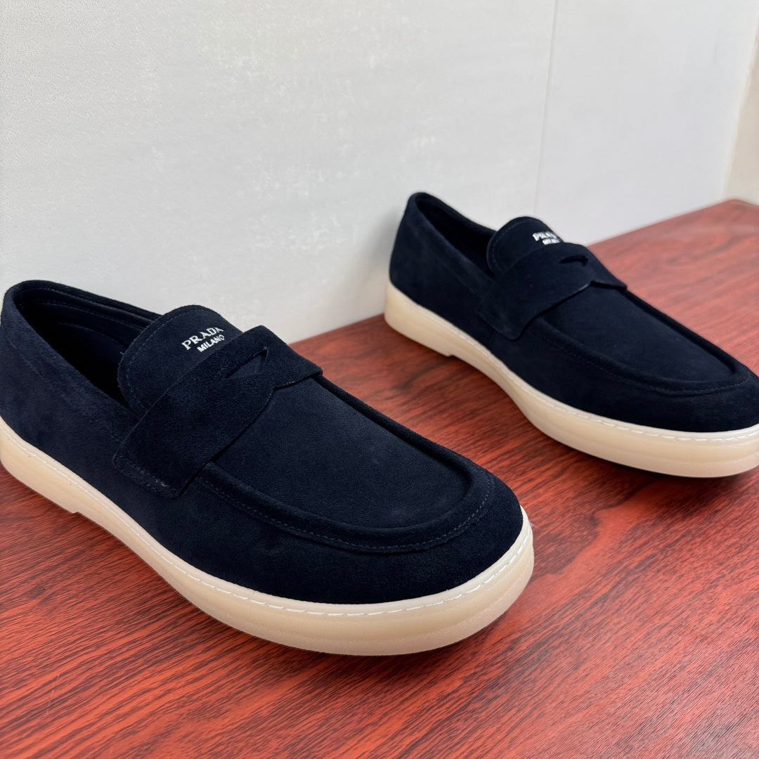 Prada Men's Suede Penny Loafers Blue