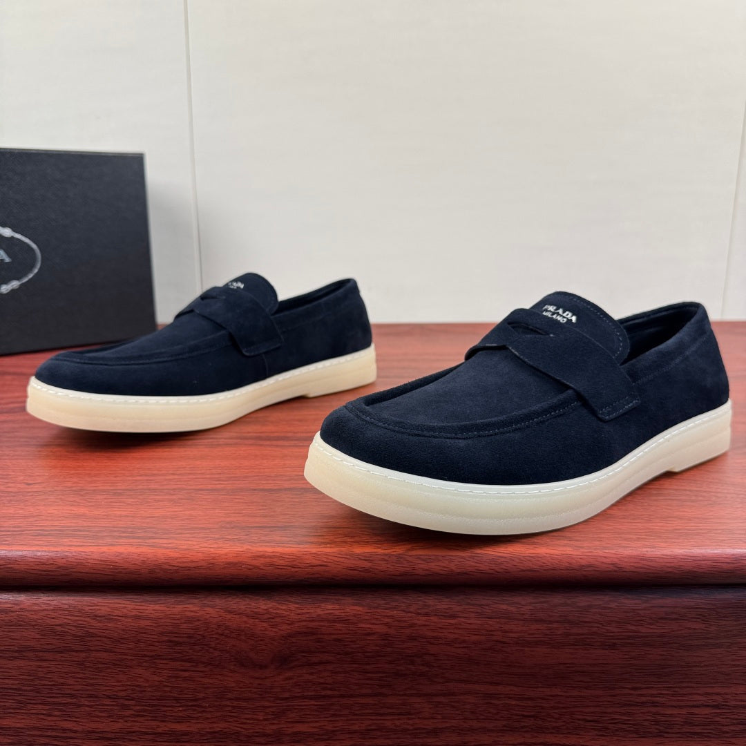 Prada Men's Suede Penny Loafers Blue