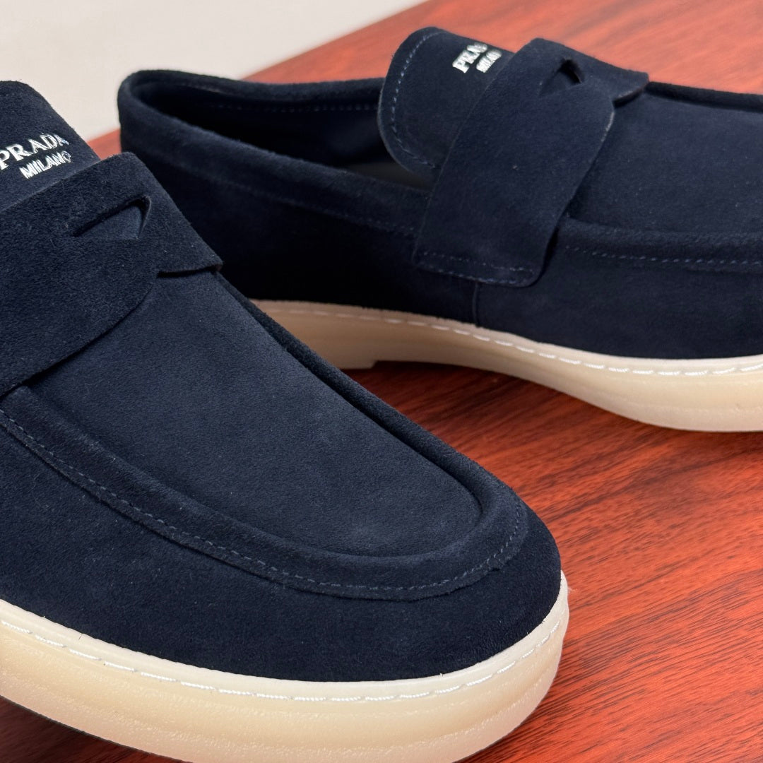 Prada Men's Suede Penny Loafers Blue