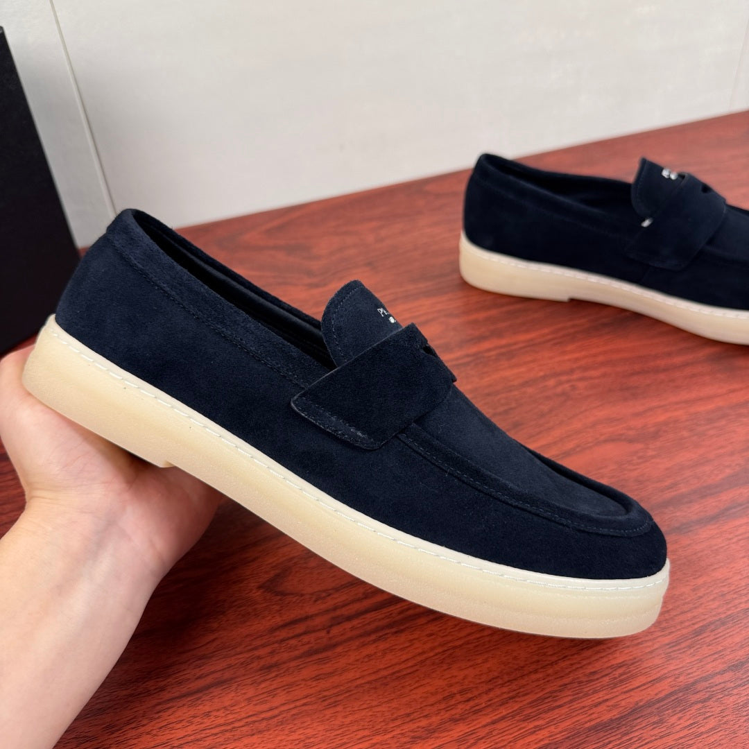 Prada Men's Suede Penny Loafers Blue