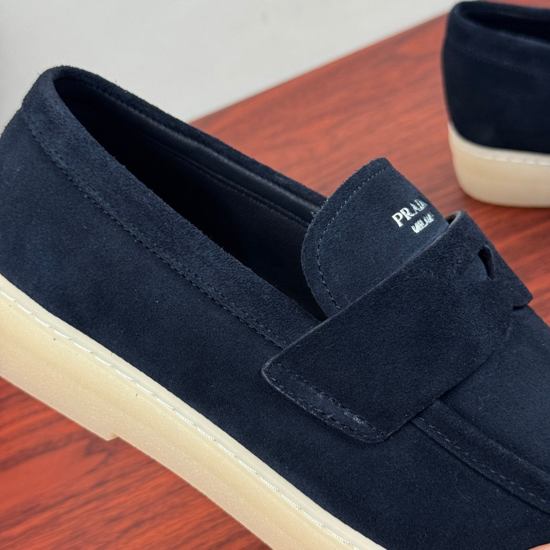 Prada Men's Suede Penny Loafers Blue
