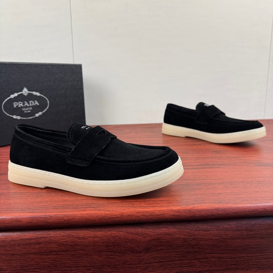 Prada Men's Suede Penny Loafers Black