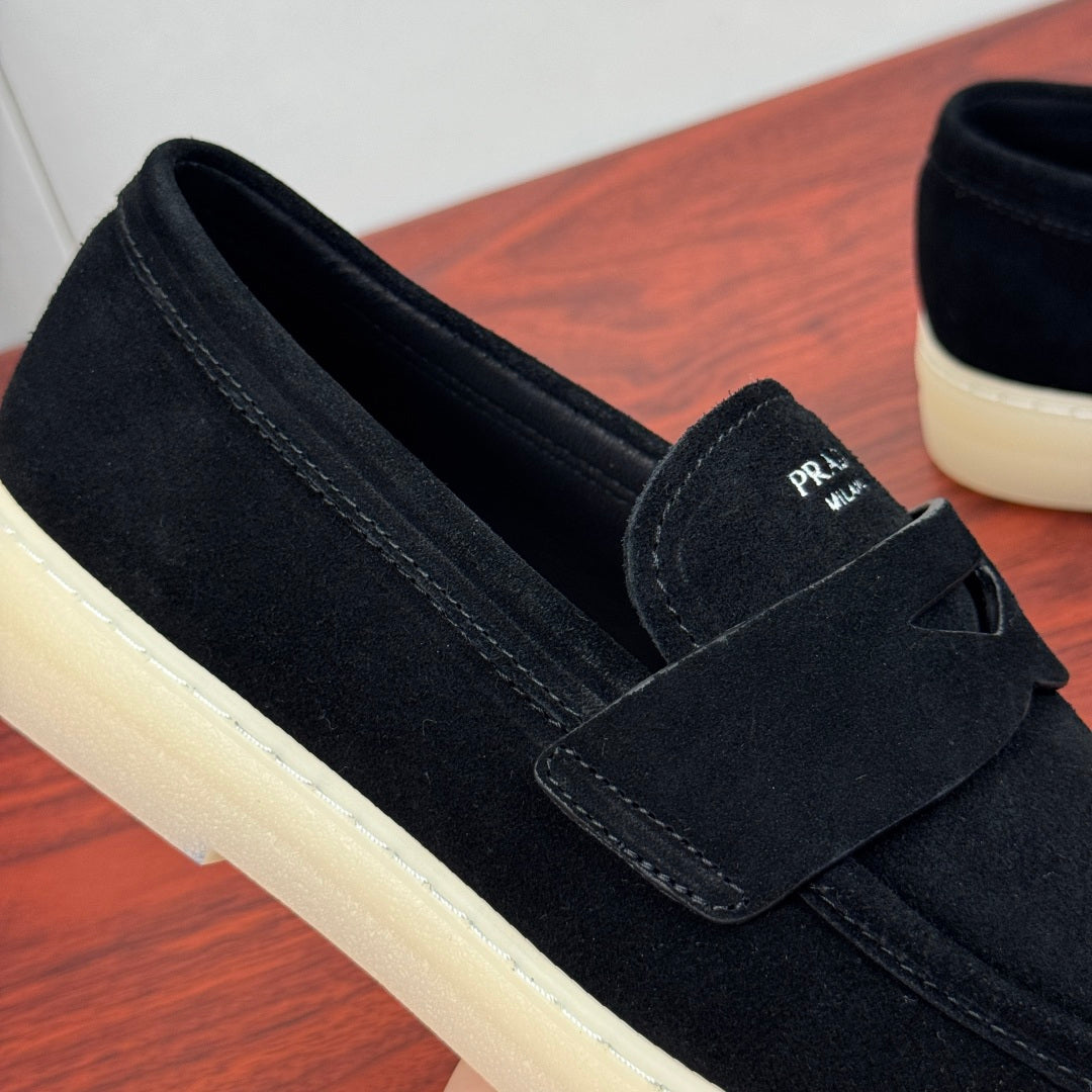 Prada Men's Suede Penny Loafers Black