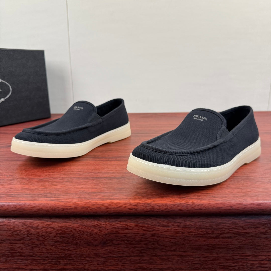 Prada Men's Canvas Slip-On Casual Shoes Black