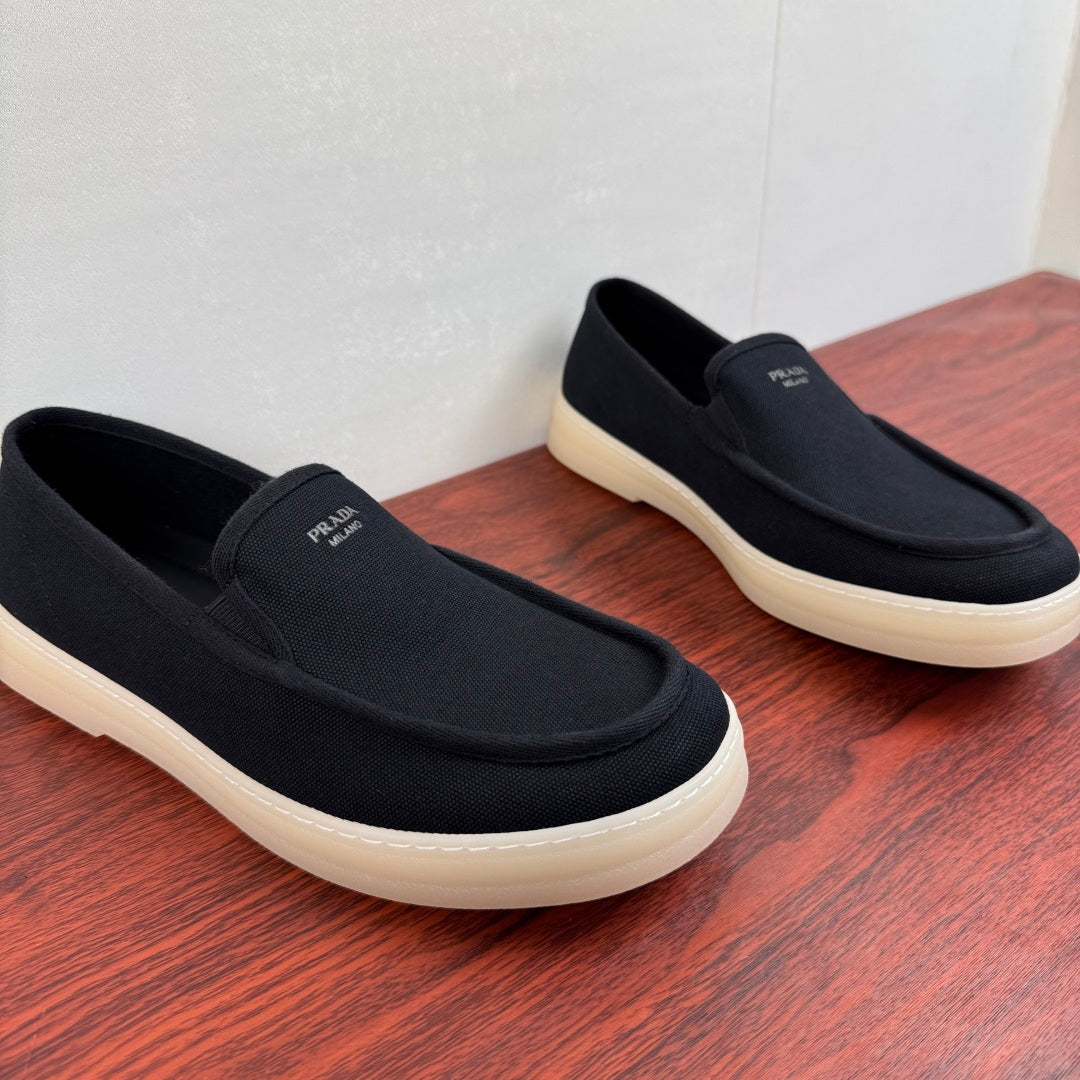 Prada Men's Canvas Slip-On Casual Shoes Black