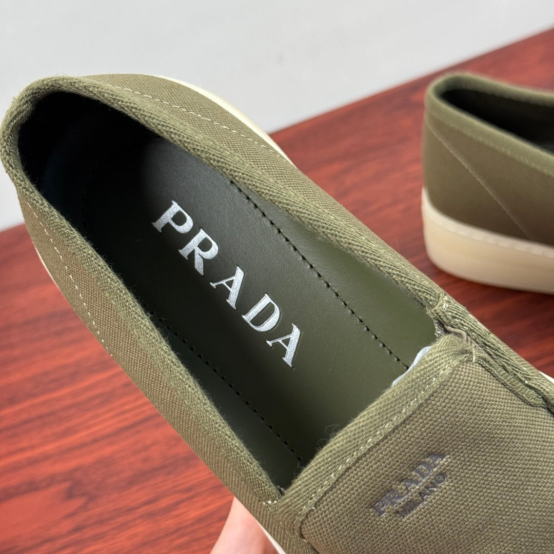 Prada Men's Canvas Slip-On Casual Shoes Green
