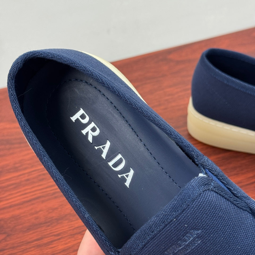 Prada Men's Canvas Slip-On Casual Shoes Blue