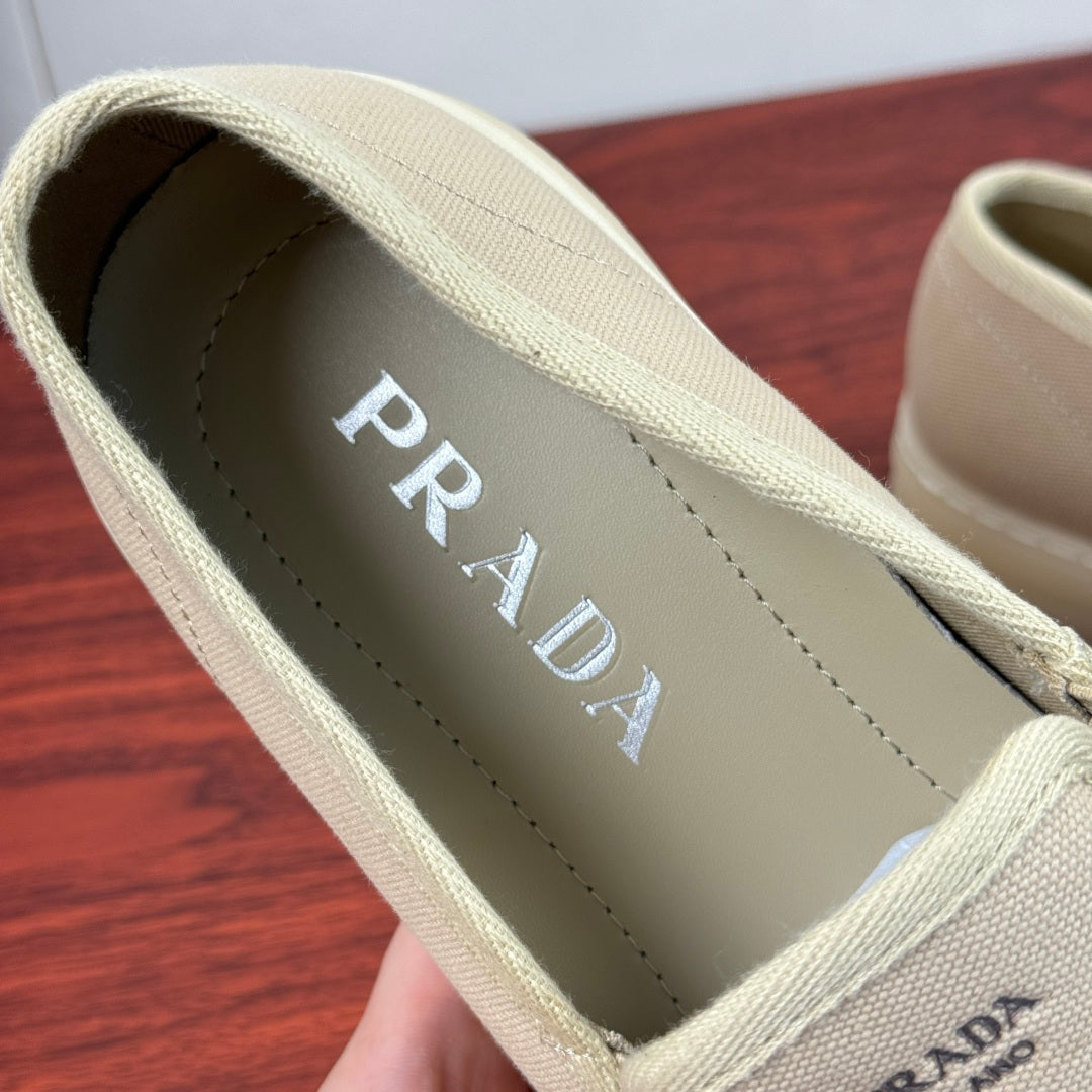 Prada Men's Canvas Slip-On Casual Shoes Apricot