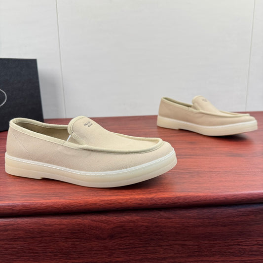 Prada Men's Canvas Slip-On Casual Shoes Apricot