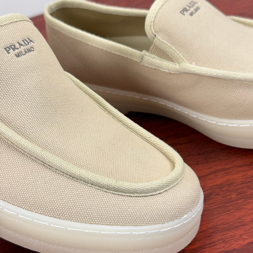 Prada Men's Canvas Slip-On Casual Shoes Apricot