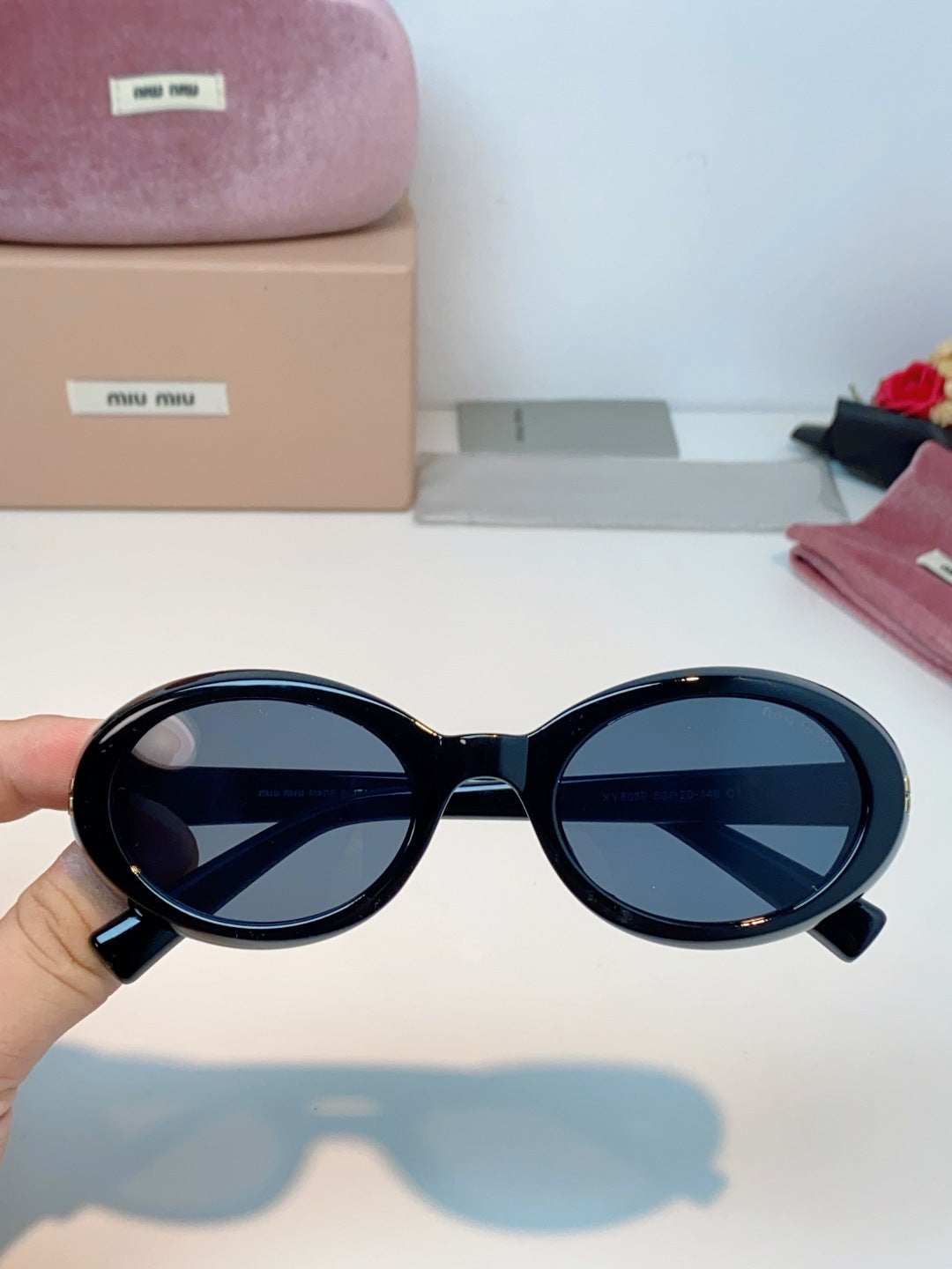 gray leather letter Glasses Frame for women - alternate angle view 5