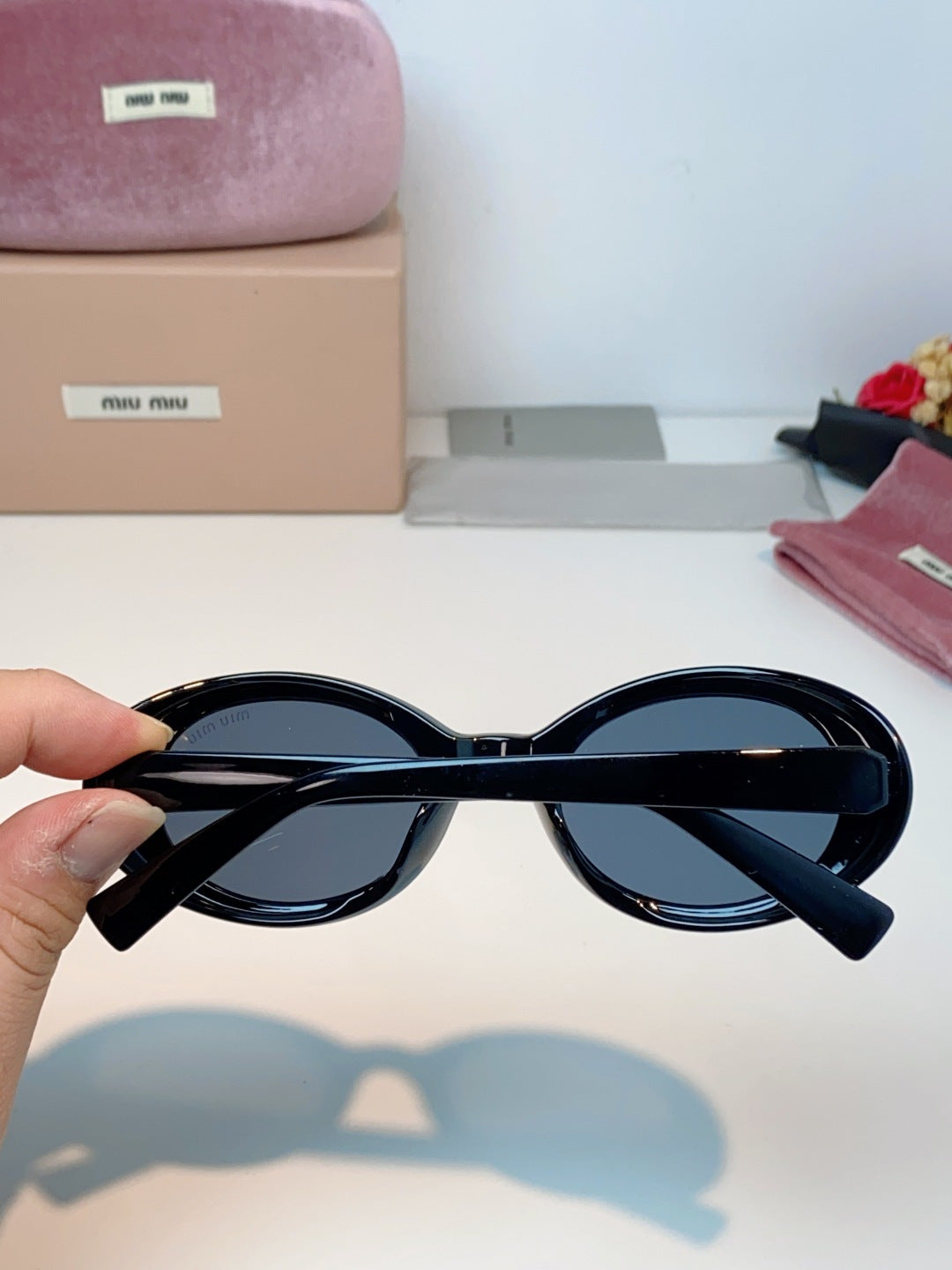 gray leather letter Glasses Frame for women - alternate angle view 6