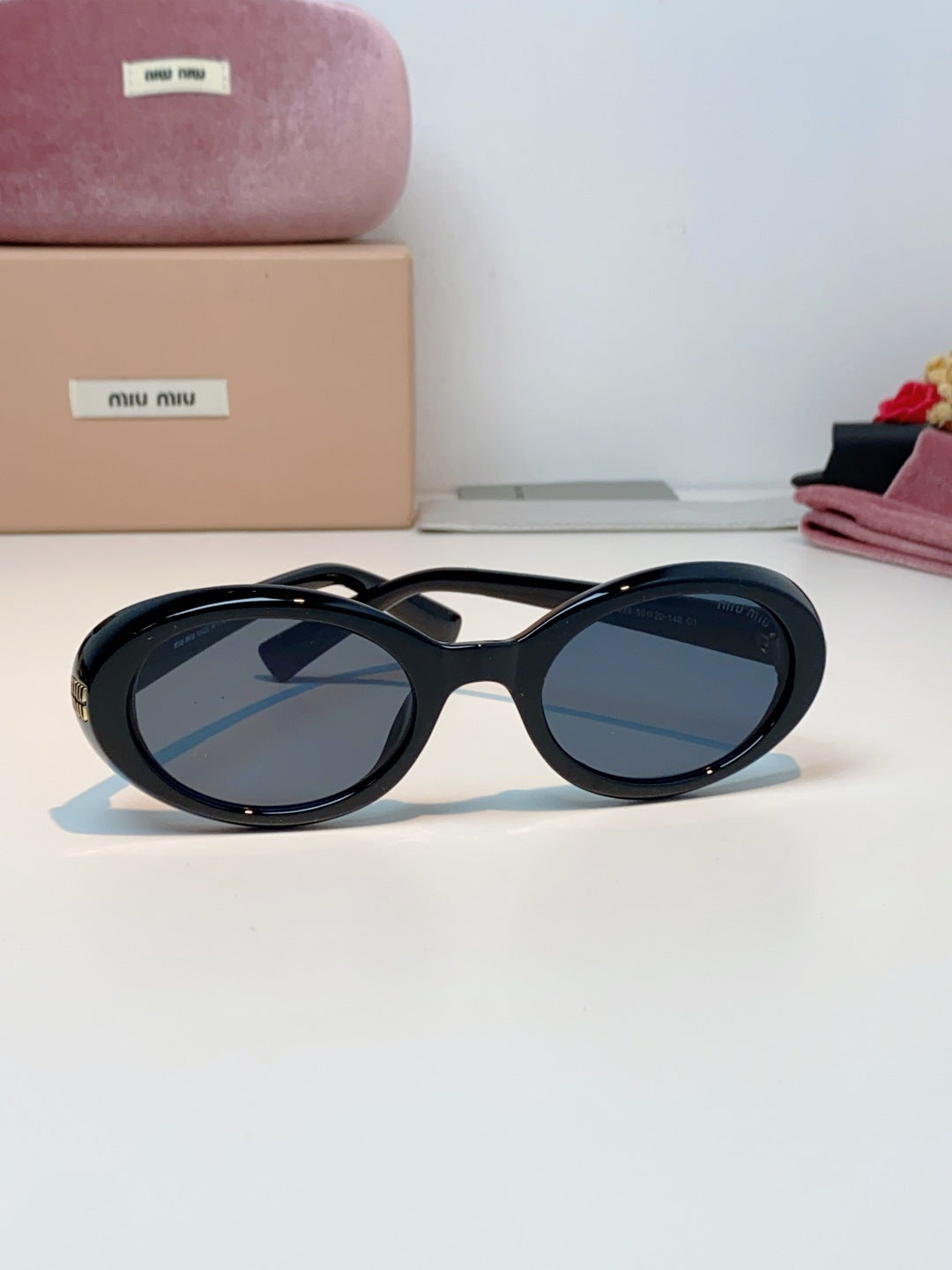 gray leather letter Glasses Frame for women - alternate angle view 3