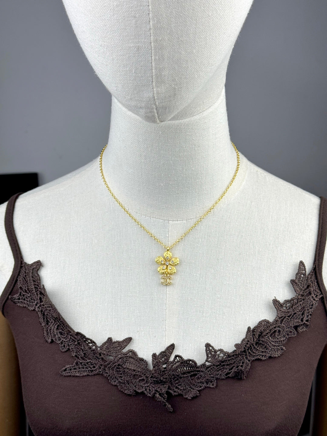 gold floral Pendant for women - product detail view