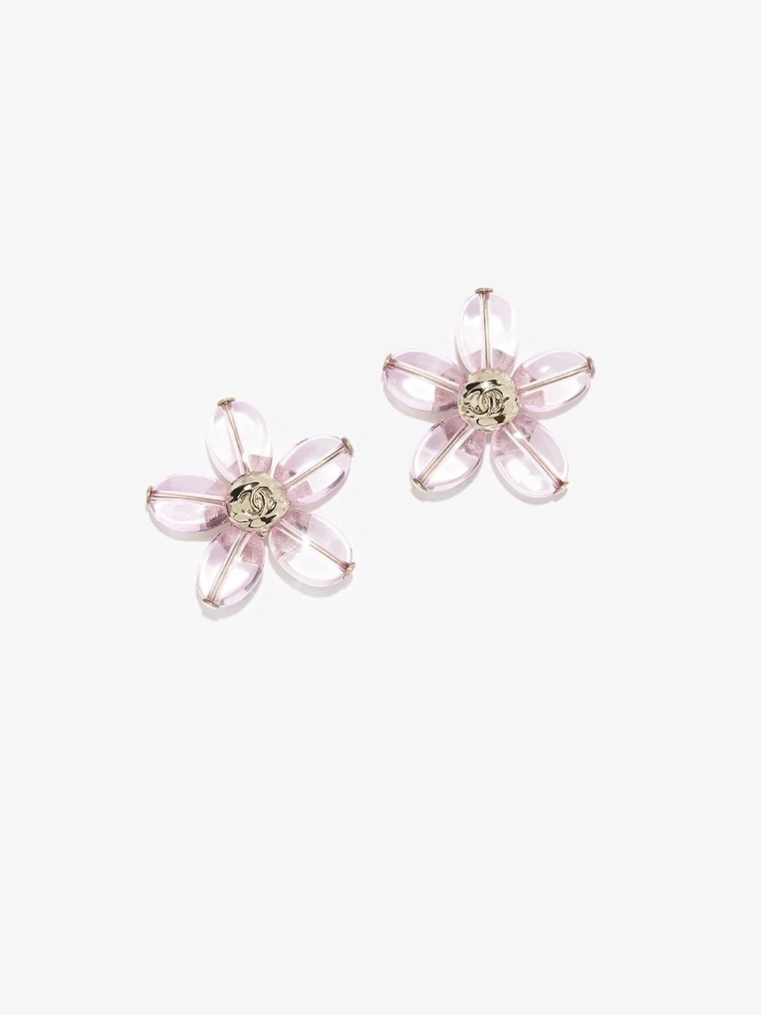 pink resin floral Stud Earrings for women - product detail view