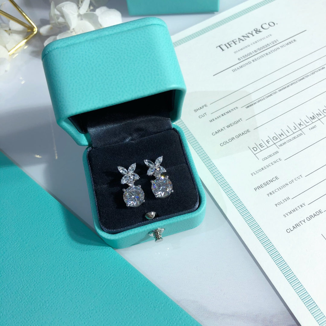 gold crystal inlaid Stud Earrings for women - alternate angle view 6