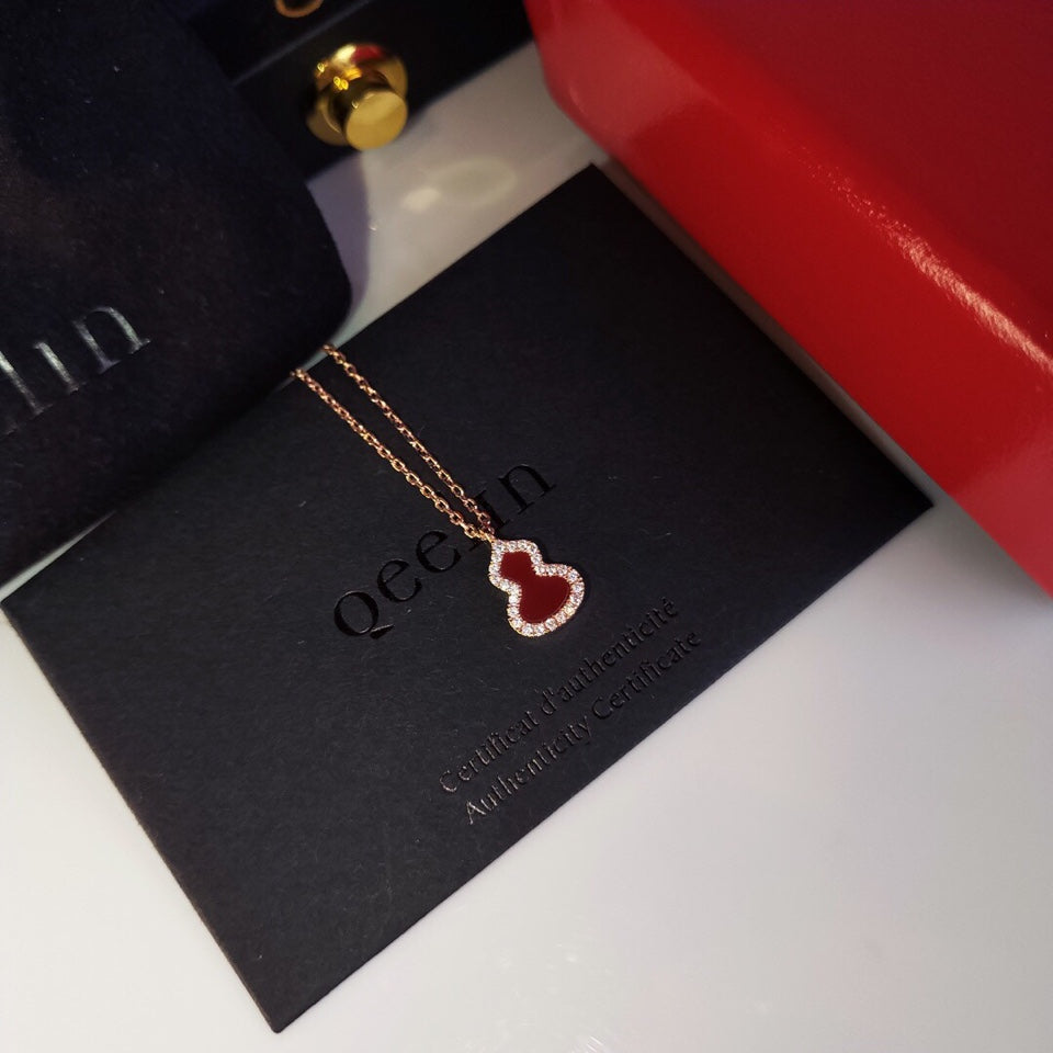 white mother of pearl inlaid Necklace for women - alternate angle view 3