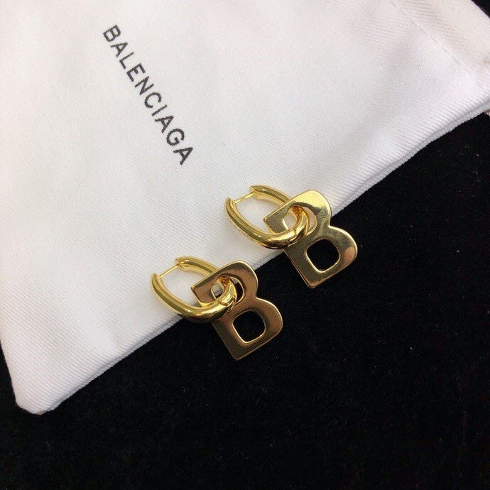 gold brass unique Drop Earrings for women - alternate angle view 2