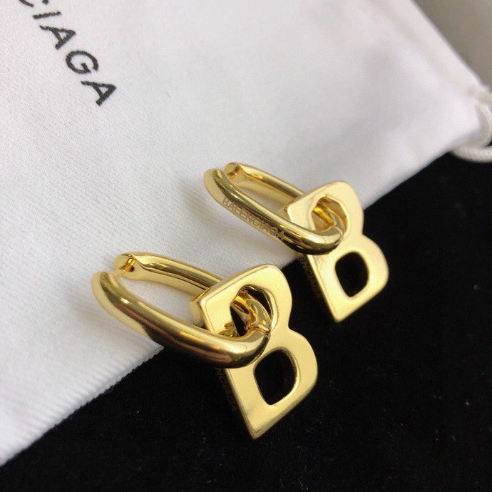 gold brass unique Drop Earrings for women - alternate angle view 3