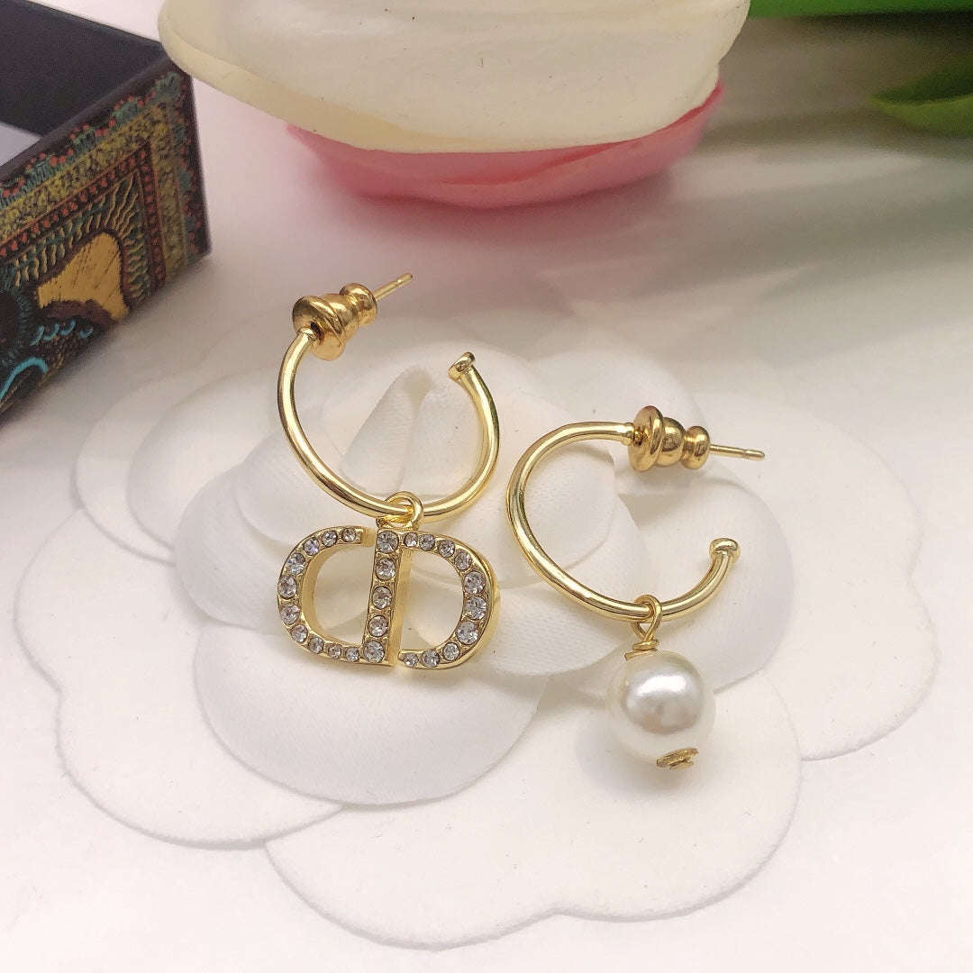 yellow 925 sterling silver crystal inlaid Hook Earrings for women - alternate angle view 3
