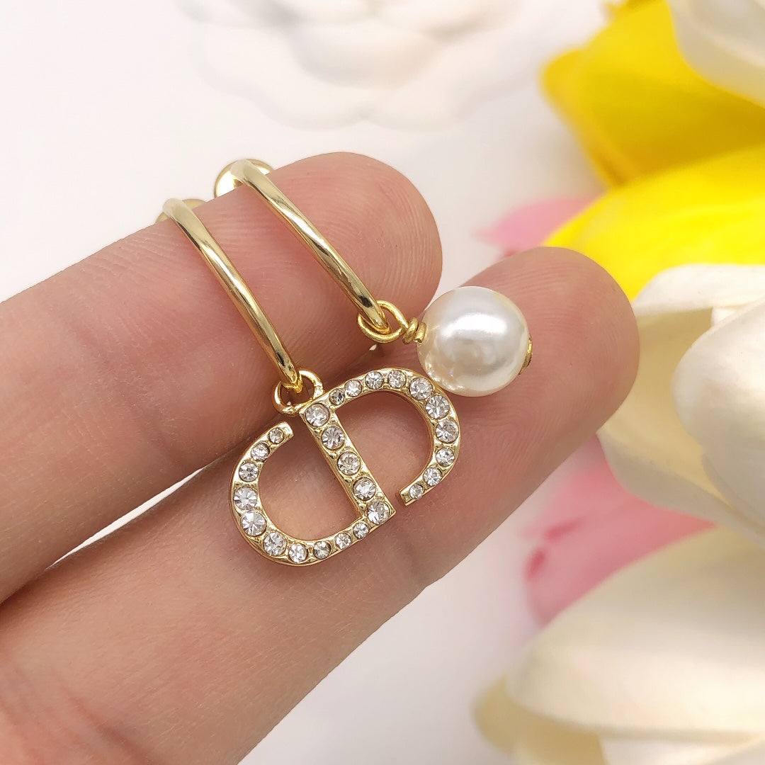yellow 925 sterling silver crystal inlaid Hook Earrings for women - product detail view