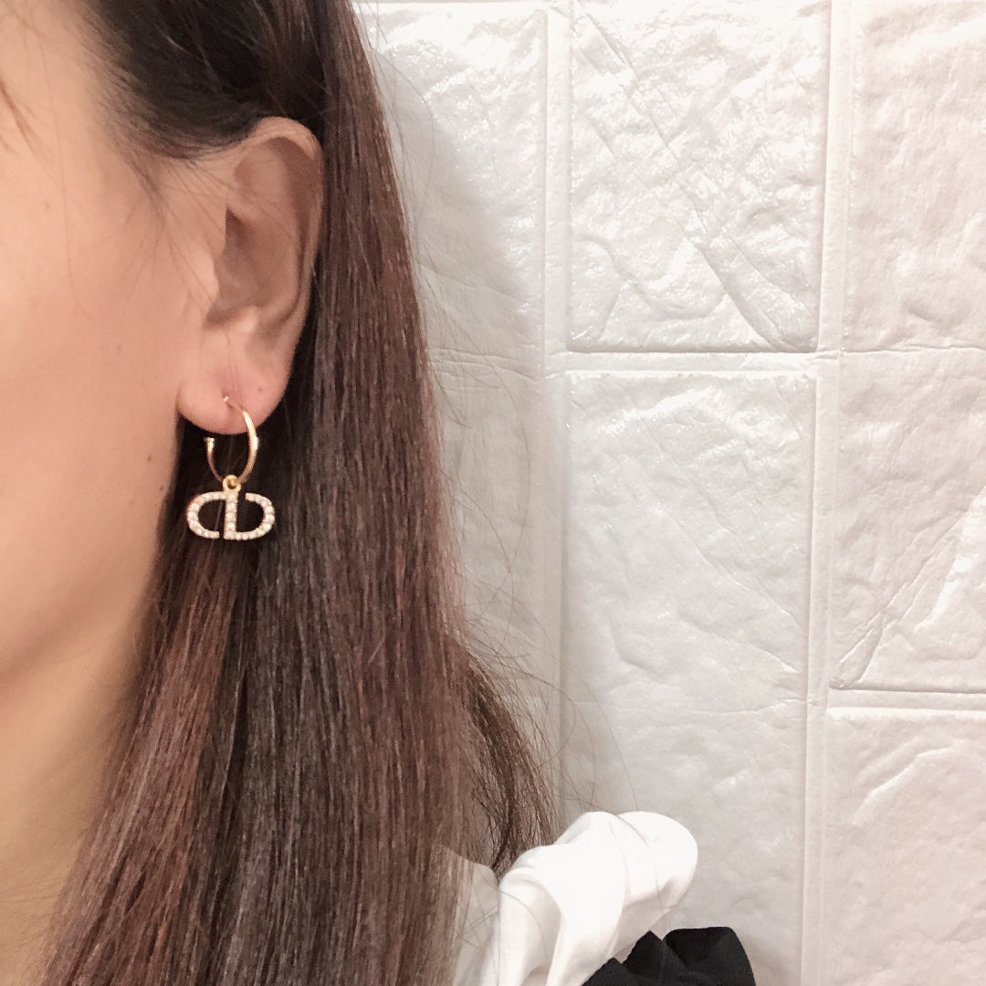 yellow 925 sterling silver crystal inlaid Hook Earrings for women - alternate angle view 2