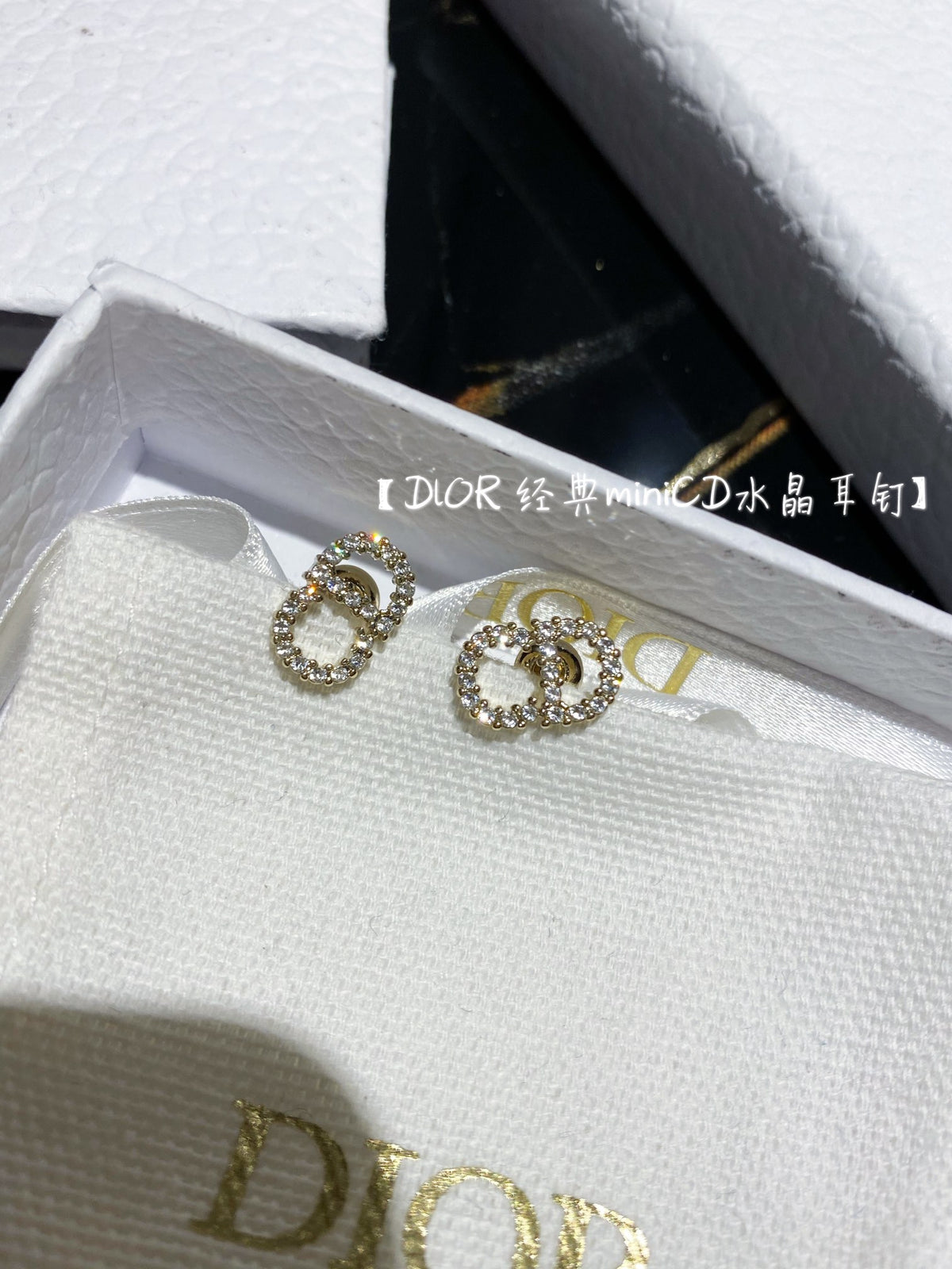 rose gold crystal rose Stud Earrings for women - alternate angle view 3