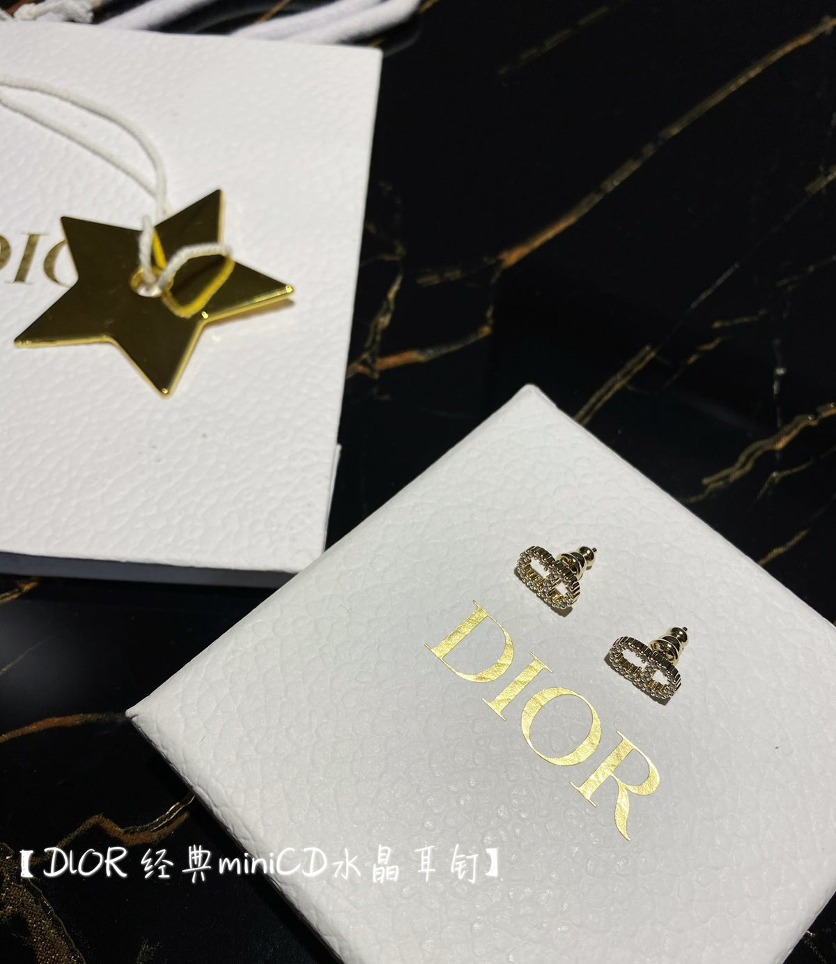 rose gold crystal rose Stud Earrings for women - alternate angle view 2