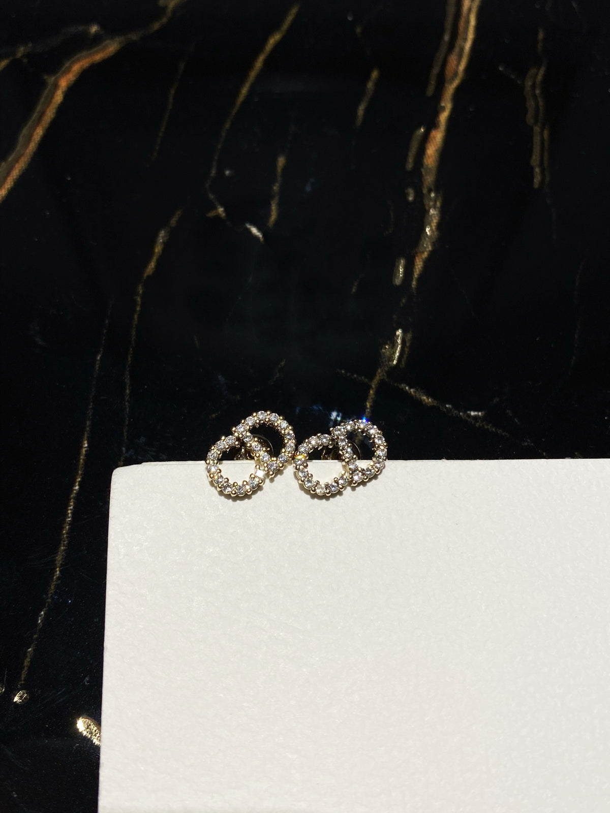 rose gold crystal rose Stud Earrings for women - alternate angle view 5