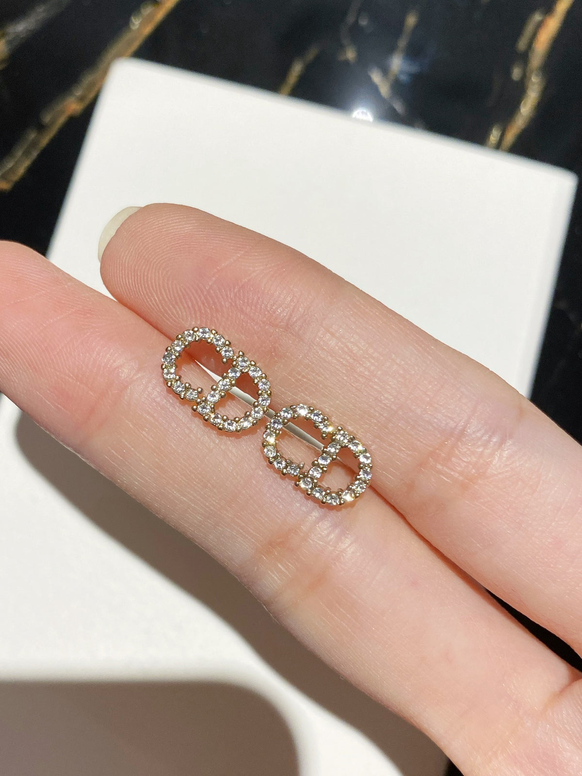 rose gold crystal rose Stud Earrings for women - product detail view