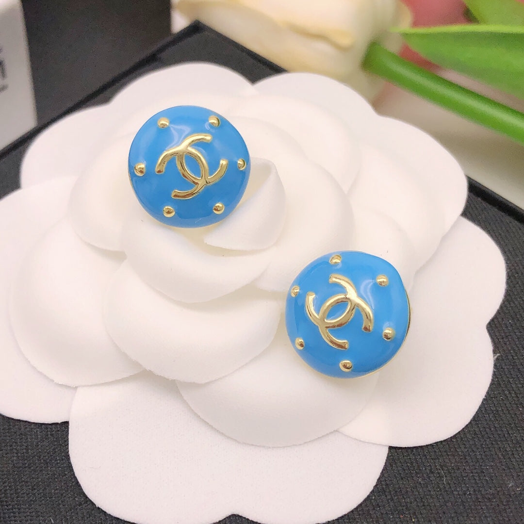 blue letter Stud Earrings for women - alternate angle view 8