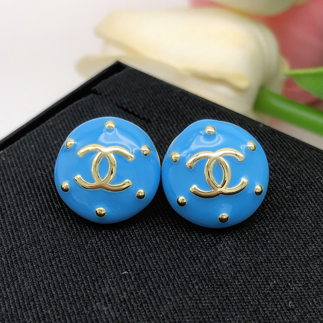 blue letter Stud Earrings for women - alternate angle view 7