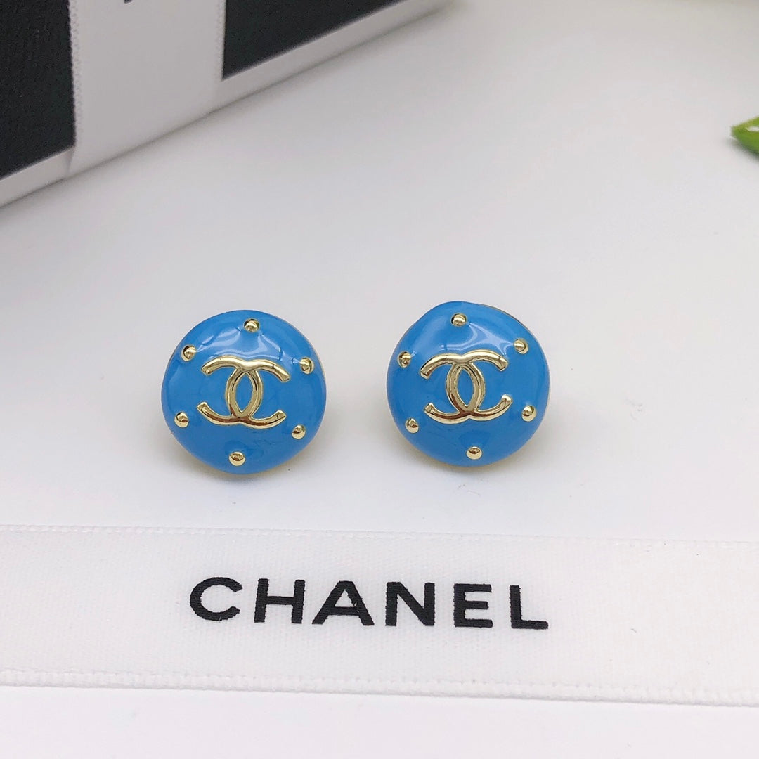 blue letter Stud Earrings for women - alternate angle view 2