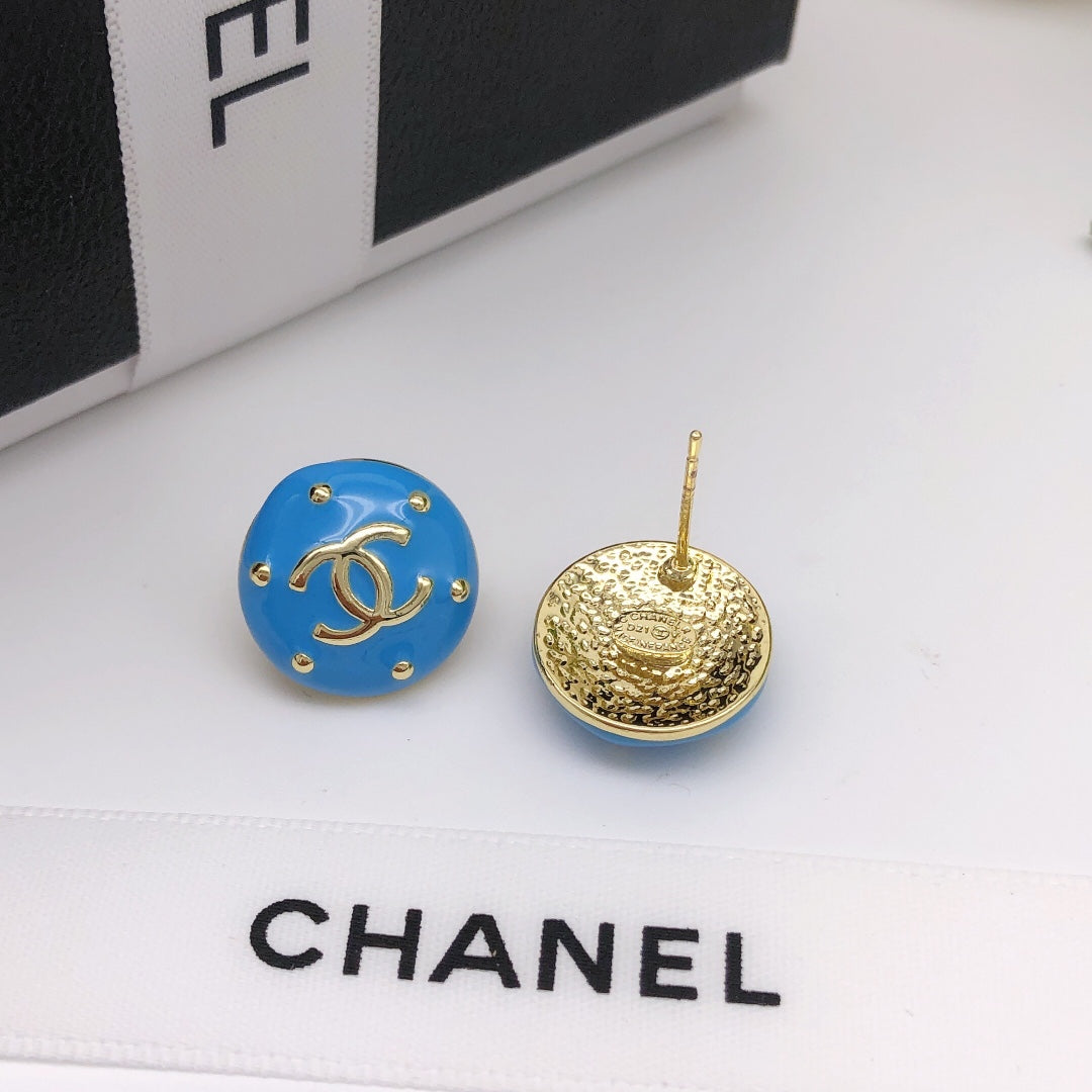 blue letter Stud Earrings for women - alternate angle view 4
