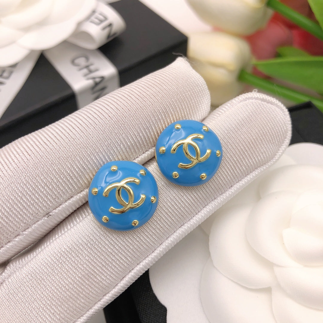 blue letter Stud Earrings for women - alternate angle view 6