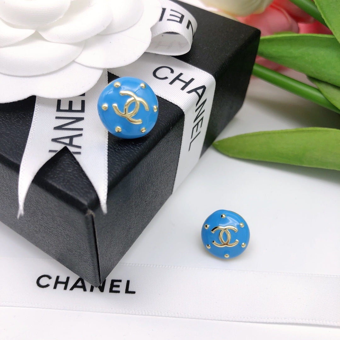 blue letter Stud Earrings for women - alternate angle view 5