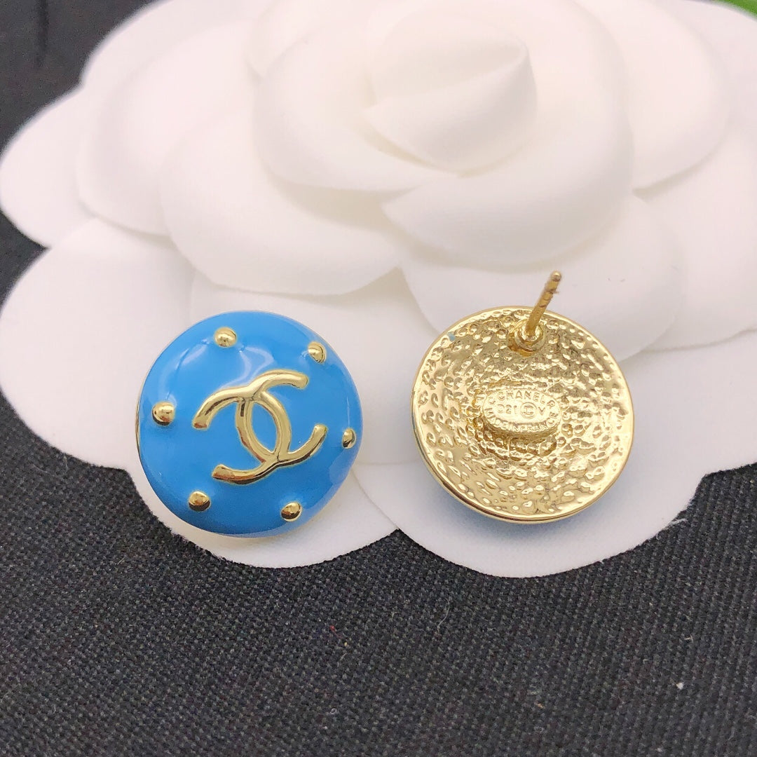 blue letter Stud Earrings for women - alternate angle view 9
