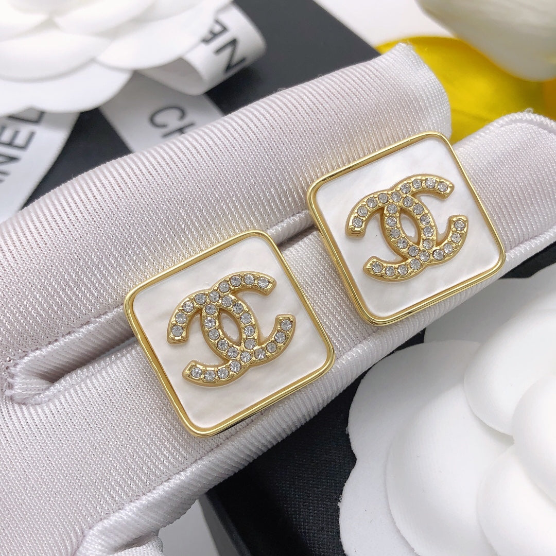 white Stud Earrings for unisex couple - alternate angle view 4