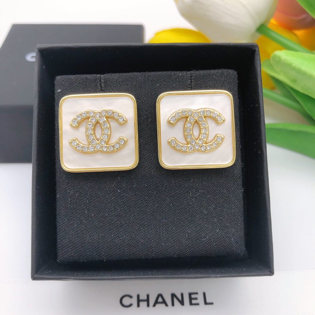white Stud Earrings for unisex couple - product detail view