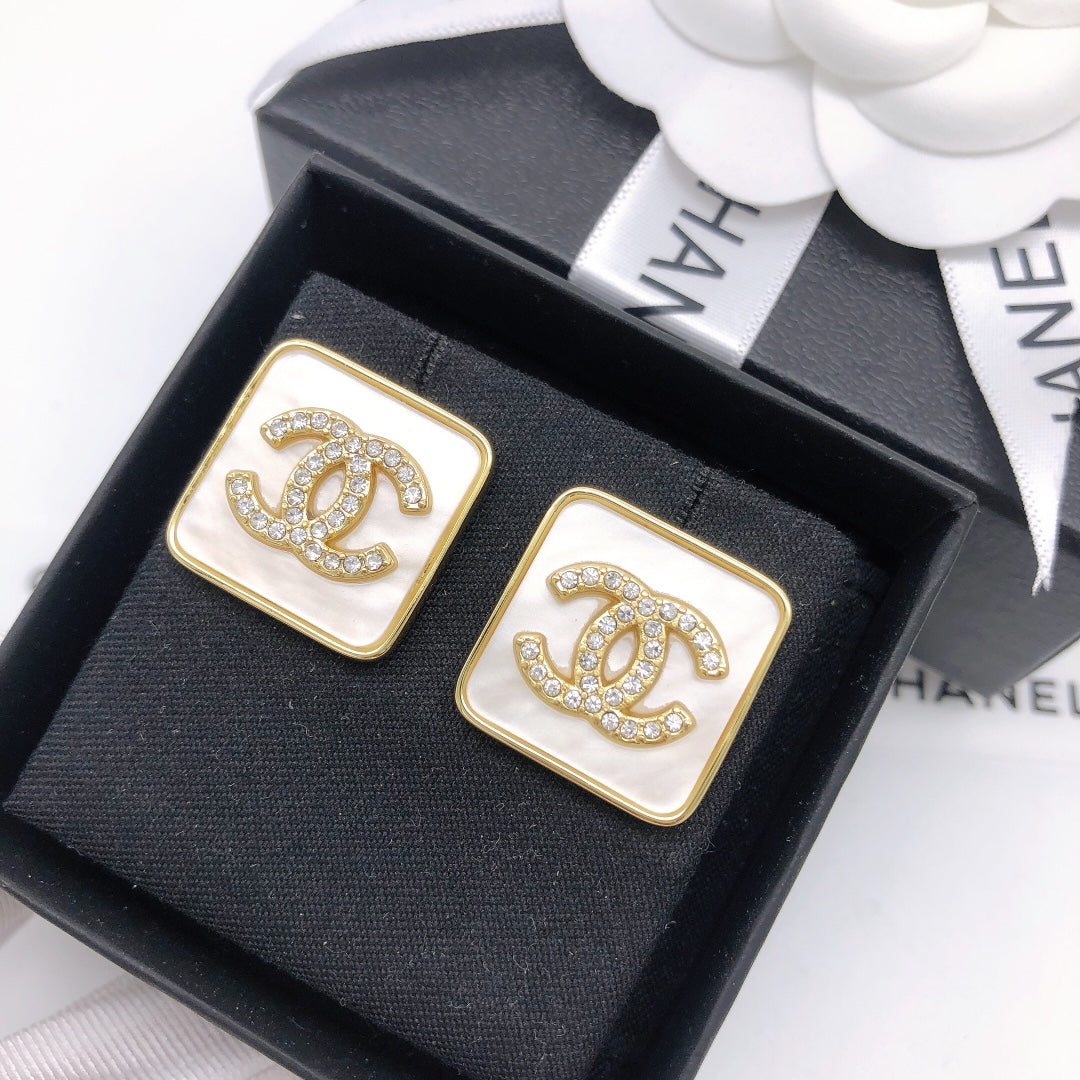 white Stud Earrings for unisex couple - alternate angle view 3