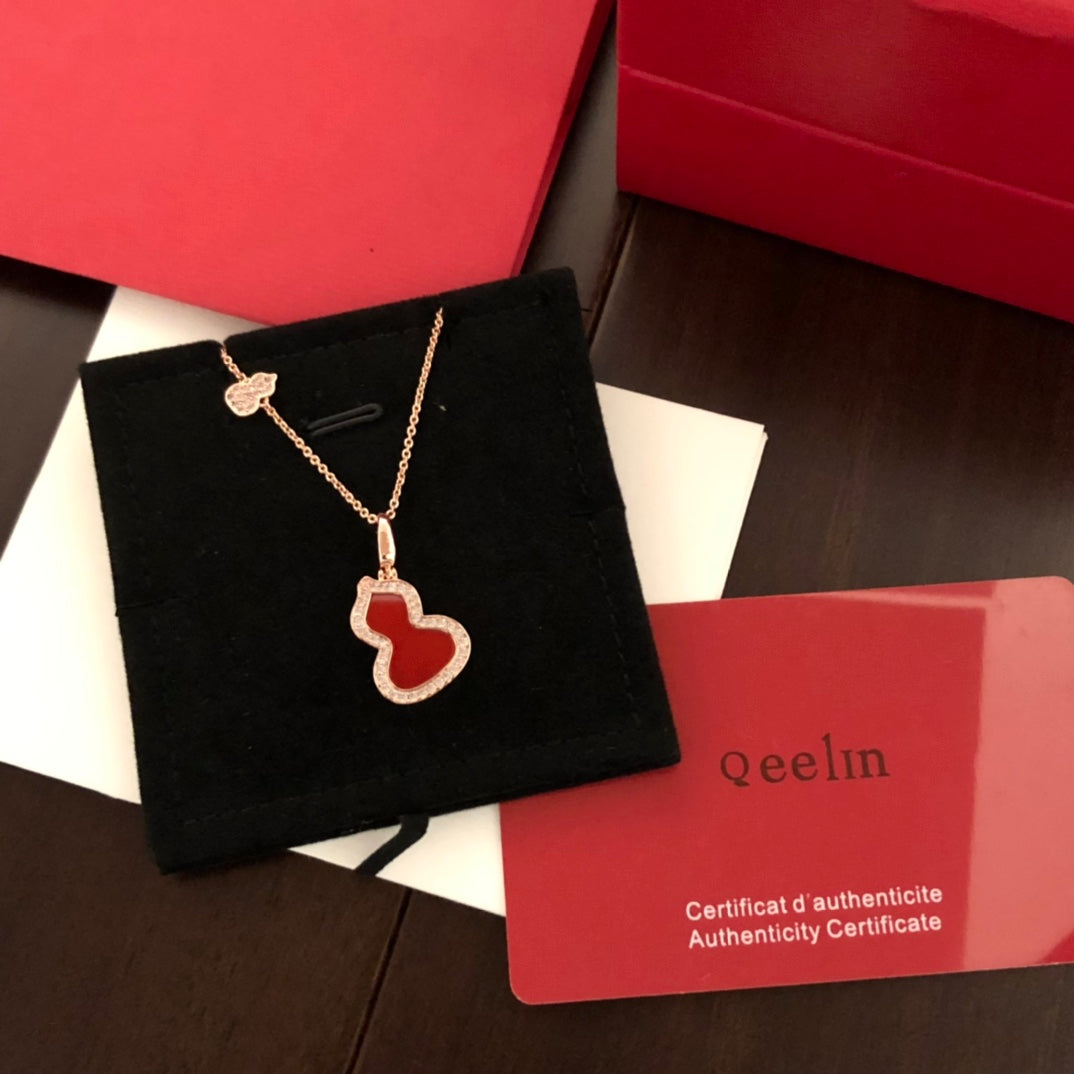 rose gold crystal rose Necklace for women - alternate angle view 3