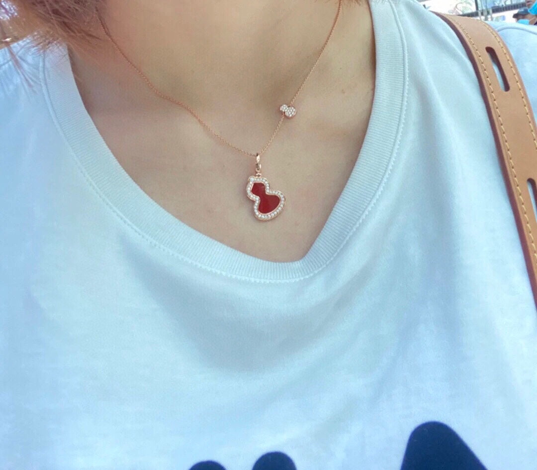 rose gold crystal rose Necklace for women - alternate angle view 8