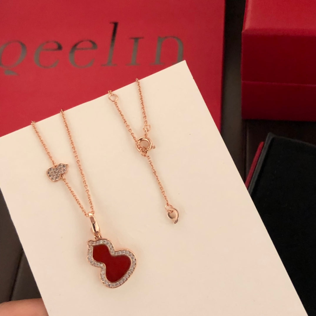 rose gold crystal rose Necklace for women - alternate angle view 4