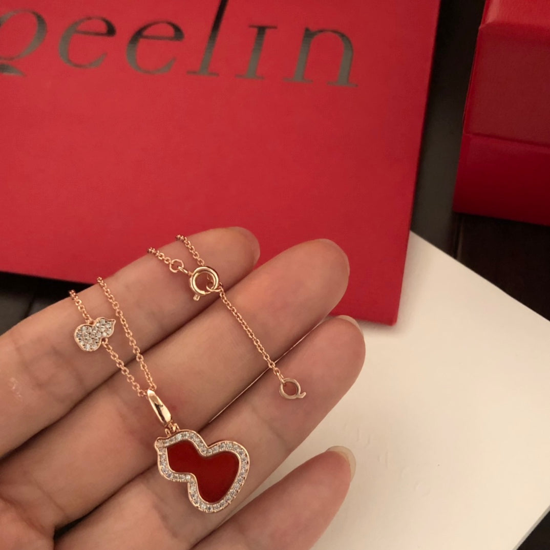 rose gold crystal rose Necklace for women - alternate angle view 6
